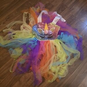 Rainbow Unicorn Girls Tutu Party Dress Size 4-6